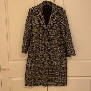 Zara textured car coat black white size small